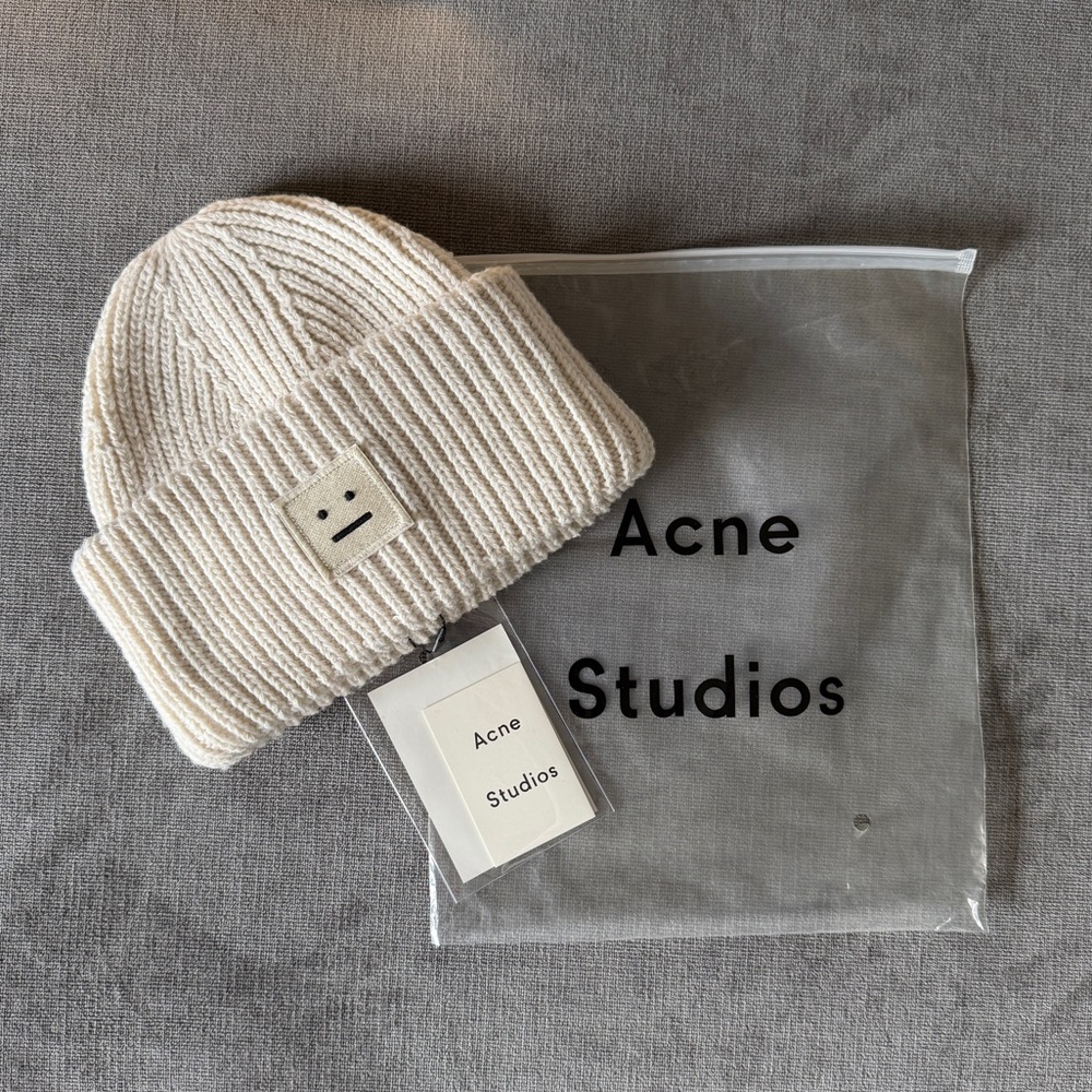 Acne Cream Knit Beanie Unisex